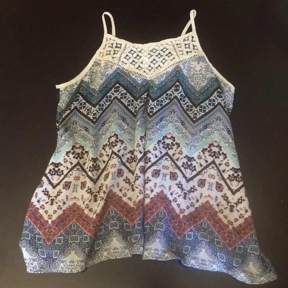 High neck tribal print tank top